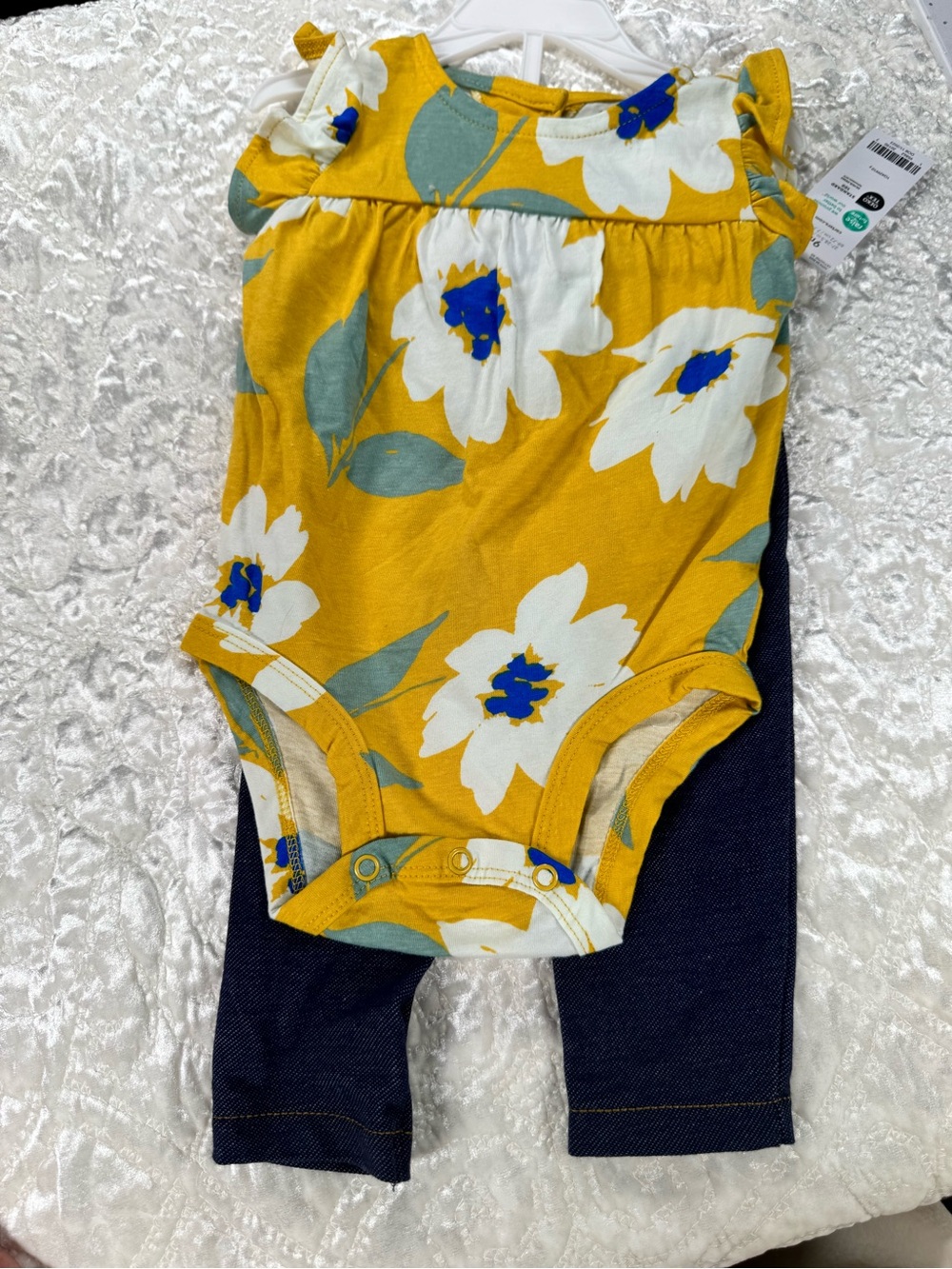 NWT Yellow Floral Baby Onesie & Legging Set - Cute Garden Print